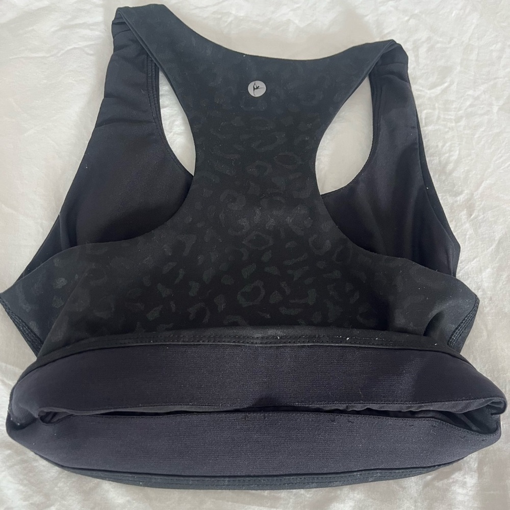 90 Degree by Reflex Wonerlink Black Leopard Print Racerback Sports Bra - Picture 12 of 13